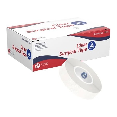 Dynarex Dynarex Transparent Surgical Tape, 1/2inW x 10 yards, Pack of 288 3571